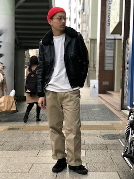 「schott（ショット）のSchott/ショット/Band Ring/バンドリング（リング）」を使った、Tomoya  Miuraさん（メンズ・169cm）の秋コーディネート