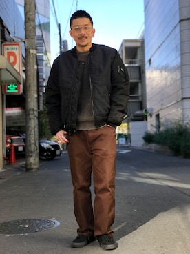 「schott（ショット）のSchott/ショット/Band Ring/バンドリング（リング）」を使った、Tomoya  Miuraさん（メンズ・169cm）の冬コーディネート