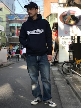 「schott（ショット）のSchott/ショット/Band Ring/バンドリング（リング）」を使った、Tomoya  Miuraさん（メンズ・169cm）の冬コーディネート