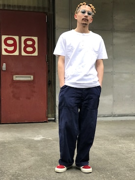 「schott（ショット）のSchott/ショット/ARMY FATIGUE PANTS/アーミー ファティーグ パンツ（その他パンツ）」を使った、Tomoya  Miuraさん（メンズ・169cm）の春コーディネート
