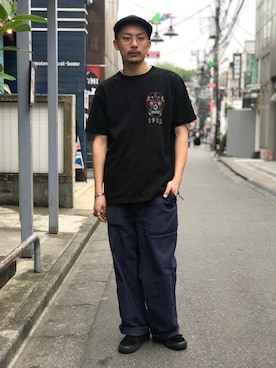 「schott（ショット）のSchott/ショット/ARMY FATIGUE PANTS/アーミー ファティーグ パンツ（その他パンツ）」を使った、Tomoya  Miuraさん（メンズ・169cm）の夏コーディネート