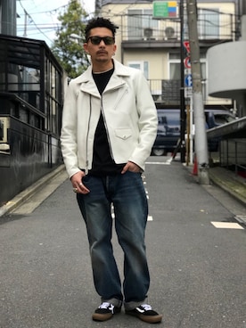 「schott（ショット）のSchott/ショット/LENOX/サングラス　日本製（サングラス）」を使った、Tomoya  Miuraさん（メンズ・169cm）の春コーディネート