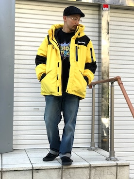 「schott（ショット）のSchott/ショット/13oz. JEANS MEDIUM FIT/13オンス　ジーンス　ミディアム　フィット（デニムパンツ）」を使った、Tomoya  Miuraさん（メンズ・169cm）の秋コーディネート