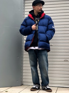 「schott（ショット）のSchott/ショット/13oz. JEANS MEDIUM FIT/13オンス　ジーンス　ミディアム　フィット（デニムパンツ）」を使った、Tomoya  Miuraさん（メンズ・169cm）の秋コーディネート