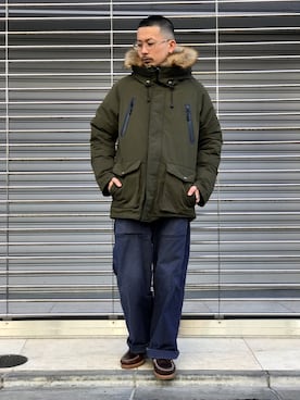 「schott（ショット）のSchott/ショット/ARMY FATIGUE PANTS/アーミー ファティーグ パンツ（その他パンツ）」を使った、Tomoya  Miuraさん（メンズ・169cm）の冬コーディネート