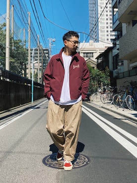 「HAVERSACK（ハバーザック）のアイテム（パンツ）」を使った、Tomoya  Miuraさん（メンズ・170cm）の秋コーディネート