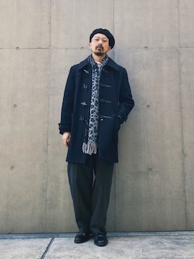 「KANGOL（カンゴール）のアイテム（ハンチング/ベレー帽）」を使った、Tomoya  Miuraさん（メンズ・170cm）の冬コーディネート