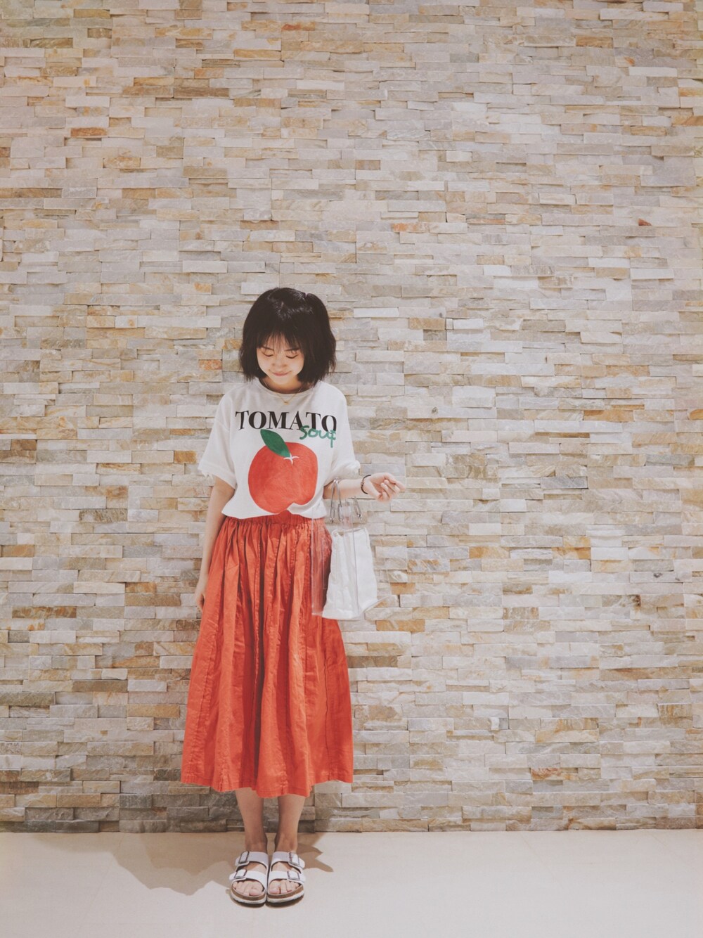 「ootd、夏、ZARA、Samansa Mos2、tomato、PVC」｜「ZARA KIDSのアイテム（Tシャツ/カットソー、ホワイト系）」を使った、AmberRUANさん（レディース・161cm）の夏コーディネートの1枚目の写真