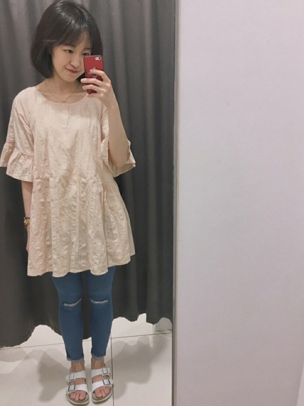「ootd、夏、who's who chico、ZARA、coordinate」｜「Chicoのバックリボンチュニックワンピース（ワンピース、ホワイト系）」を使った、AmberRUANさん（レディース・161cm）の夏コーディネートの1枚目の写真