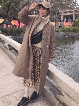 「emmi（エミ）のアイテム（その他アウター）」を使った、松尾瞳さん（レディース・158cm）の冬コーディネート