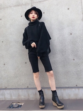 「ISOOK（アイスー）のアイテム（ニット/セーター）」を使った、松尾瞳さん（レディース・157cm）の秋コーディネート
