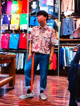 「R（アール）のアイテム」を使った、そーまさん（メンズ・170cm）の春コーディネート