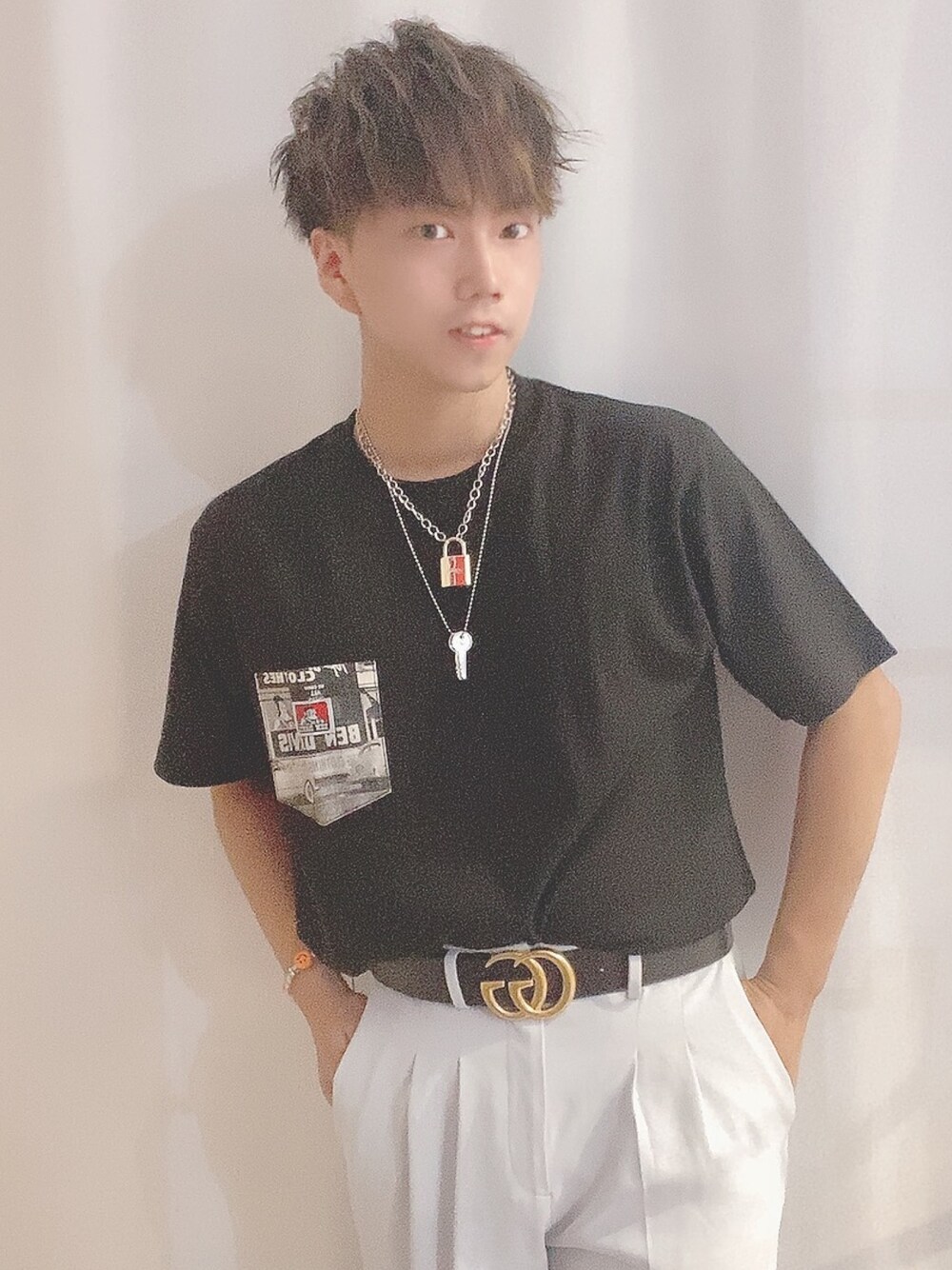 「UNIQLO、GUCCI、BEN DAVIS、WEGO、ブレスレット、夏、ラフ、いいね、save、フォローお願いします🤑、タックイン、ootd」｜「WEGOのアイテム（ネックレス、ゴールド系）」を使った、そーまさん（メンズ・170cm）の夏コーディネートの1枚目の写真