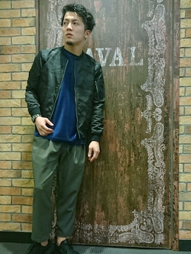 「リバーシブル」｜「アイテム（ミリタリージャケット）」を使った、TSUCCHIEさん（メンズ・177cm）の冬コーディネート