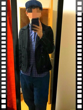 「JOHN LAWRENCE SULLIVAN」｜「アイテム（ピーコート）」を使った、l’mさん（メンズ・178cm）の秋コーディネート