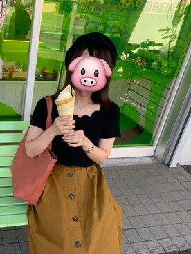 「スカラップ」｜「アイテム（ハンチング/ベレー帽）」を使った、e r i n a ⋈*｡ﾟさん（レディース・152cm）の秋コーディネート