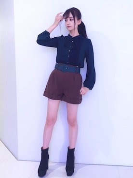 「REDYAZEL（レディアゼル）のアイテム（パンツ）」を使った、Rihoさん（レディース・163cm）の秋コーディネート