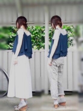 「くつした」｜「アイテム（アナログ腕時計）」を使った、na.na.さん（レディース・152cm）の夏コーディネート