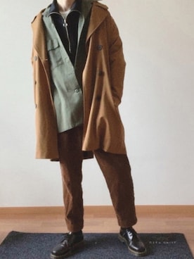 「RAGEBLUE（レイジブルー）の＜トレンドのロング丈＞ワッフルロングカットソー/733404（Tシャツ/カットソー）」を使った、なべるんさん（メンズ・174cm）の冬コーディネート