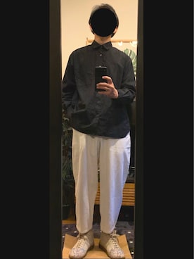 「COMME des GARCONS（コムデギャルソン）のCOMME des GARÇONS SHIRT Shirts（シャツ/ブラウス、ブラック系）」を使った、ÿuki（相互）さん（メンズ・171cm）の春コーディネート