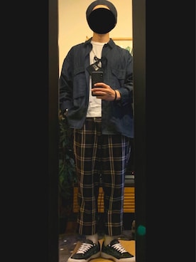 「AURALEE（オーラリー）のアイテム（シャツ/ブラウス、ブルー系）」を使った、ÿuki（相互）さん（メンズ・171cm）の春コーディネート