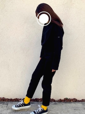 「ZOZO（ゾゾ）のスリムテーパードデニムパンツ［WOMEN］（デニムパンツ）」を使った、ぴーさん（レディース・149cm）の秋コーディネート