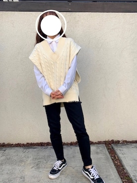 「ZOZO（ゾゾ）のスリムテーパードデニムパンツ［WOMEN］（デニムパンツ）」を使った、ぴーさん（レディース・149cm）の春コーディネート