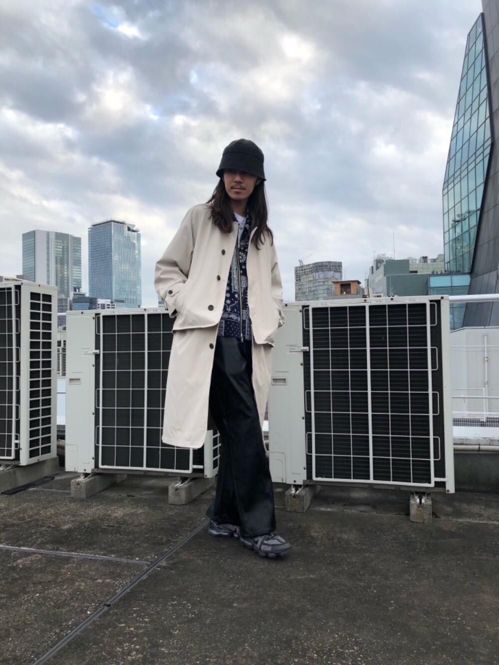 「MONKEY TIMEの＜monkey time＞ S FAKE/LTHR 5P HJSP/トラウザー ・（その他パンツ、ブラック系）」を使った、kuroiwaさん（メンズ・180cm）の秋コーディネートの1枚目の写真