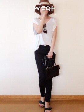 「UNIQLO（ユニクロ）のWOMEN ウルトラストレッチジーンズ（デニムパンツ）」を使った、Mameさん（レディース・160cm）の春コーディネート