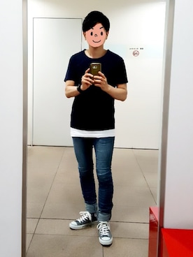 「H&M（エイチ・アンド・エム）のアイテム（タンクトップ、ホワイト系）」を使った、YU163さん（メンズ・167cm）の春コーディネート
