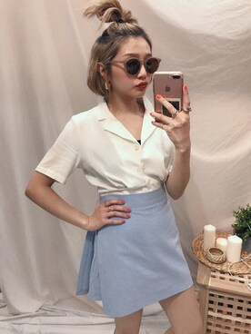「blue」｜「アイテム（オールインワン・サロペット）」を使った、niniさん（レディース・155cm）の春コーディネート