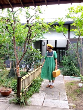 「みどり」｜「アイテム（ハンチング/ベレー帽）」を使った、ぽん。さん（レディース・159cm）の夏コーディネート