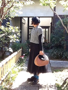「アイテム（ハンチング/ベレー帽）」を使った、ぽん。さん（レディース・159cm・40代）の秋コーディネート