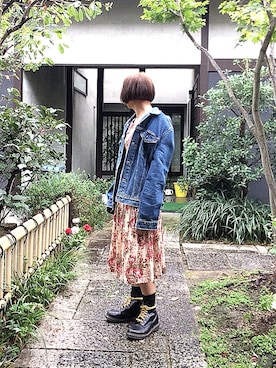 「Dr. Martens（ドクターマーチン）のDr.Martens / 1460 8EYEBOOT（ブーツ）」を使った、ぽん。さん（レディース・159cm）の秋コーディネート