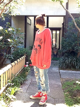 「CONVERSE（コンバース）のALL STAR HI（スニーカー）」を使った、ぽん。さん（レディース・159cm）の秋コーディネート