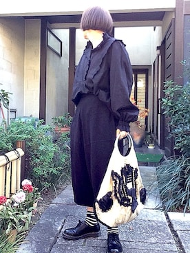 「COMME des GARCONS（コムデギャルソン）のアイテム（バッグ）」を使った、ぽん。さん（レディース・159cm）の冬コーディネート