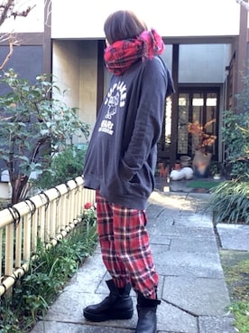 「アイテム（マフラー）」を使った、ぽん。さん（レディース・159cm）の冬コーディネート