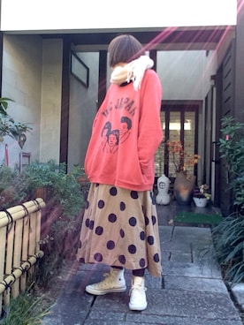 「コンバース」｜ぽん。さん（レディース・159cm・40代）の冬コーディネート