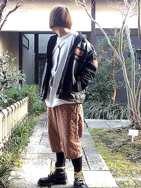 「ハーフパンツ」｜ぽん。さん（レディース・159cm・40代）の冬コーディネート