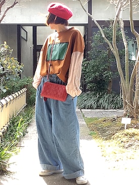 「アイテム（ハンチング/ベレー帽）」を使った、ぽん。さん（レディース・159cm）の冬コーディネート