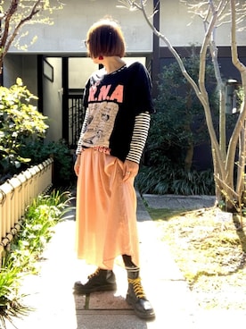 「Dr. Martens（ドクターマーチン）のDr.Martens / 1460 8EYEBOOT（ブーツ）」を使った、ぽん。さん（レディース・159cm）の春コーディネート