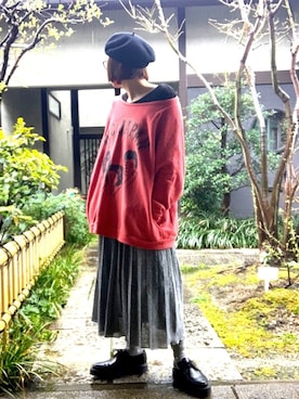 「RNA」｜「アイテム（ハンチング/ベレー帽）」を使った、ぽん。さん（レディース・159cm）の春コーディネート