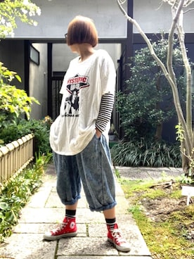 「CONVERSE（コンバース）のALL STAR HI（スニーカー）」を使った、ぽん。さん（レディース・159cm）の春コーディネート