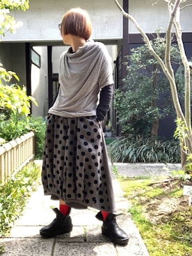 「SCHLUSSEL（シュリセル）のアイテム（トップス）」を使った、ぽん。さん（レディース・159cm）の春コーディネート