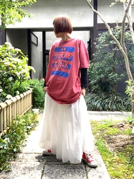 「CONVERSE（コンバース）のALL STAR HI（スニーカー）」を使った、ぽん。さん（レディース・159cm）の春コーディネート