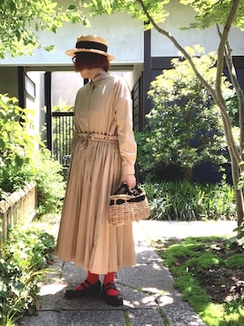 「カンカン帽」｜ぽん。さん（レディース・159cm）の春コーディネート