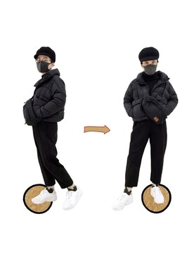 「PUMA（プーマ）のメンズ プーマ トライノミック ディスクブレイズ ホワイト PUMA TRINOMIC DISC BLAZE 361966-01（スニーカー、ホワイト系）」を使った、SONGSHUYAさん（レディース・158cm）の冬コーディネート