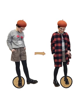 「chambre de charme（シャンブルドゥシャーム）のcdc　★柄違いお花JQ    プルオーバー（ニット/セーター、グレー系）」を使った、SONGSHUYAさん（レディース・158cm）の冬コーディネート