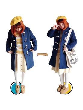 「PAR ICI」｜「アイテム（ダッフルコート）」を使った、SONGSHUYAさん（レディース・158cm）の冬コーディネート