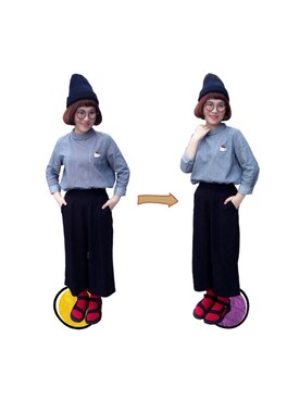 「earth music&ecology（アースミュージックアンドエコロジー）の・カラーリブニットワッチ（ニットキャップ/ビーニー、ブラック系）」を使った、SONGSHUYAさん（レディース・158cm）の秋コーディネート